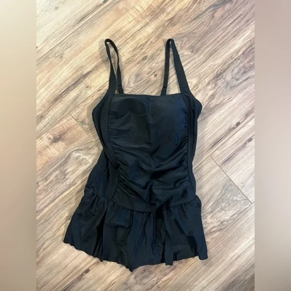 Aleumdr Womens Vintage Tummy Control One Piece Swimsuits Swimdress Push up - Picture 5 of 6